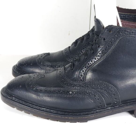 Allen Edmonds Men’s Stirling US8,5D Black Leather Wingtip Brogue Boots Made USA - Picture 14 of 16